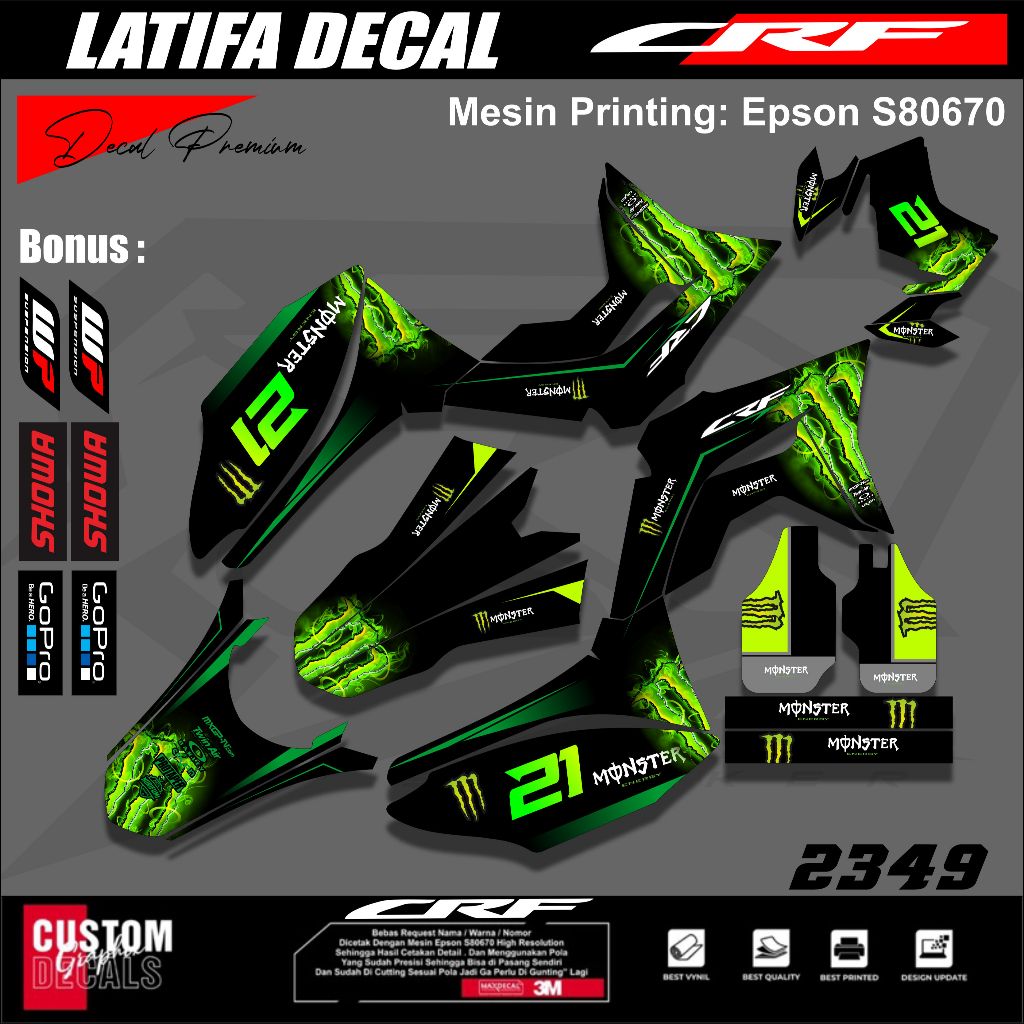 Decal Sticker CRF 150L Fullbody - Dekal Variasi CRF 150 L Custom Monster