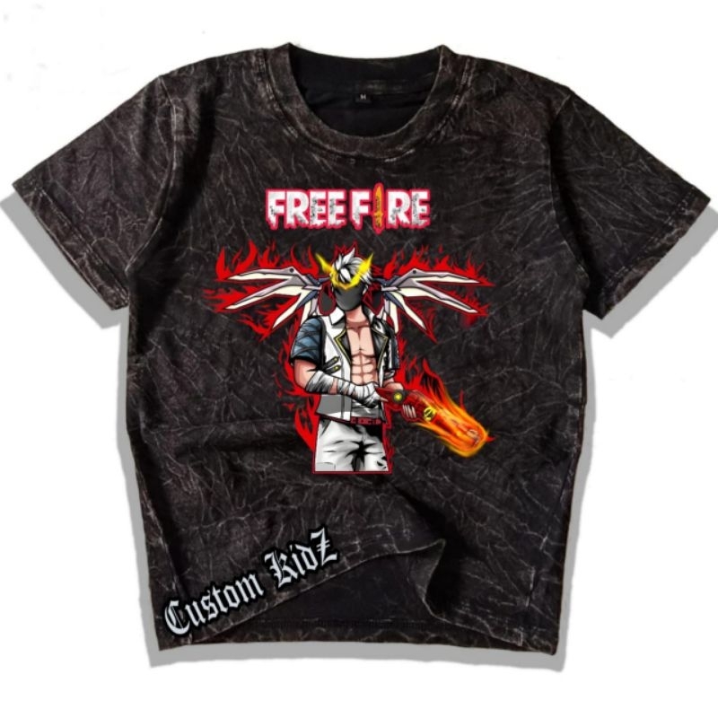 WASHED KAOS ANAK FF FREE FIRE BAHAN KATUN PREMIUM 24S