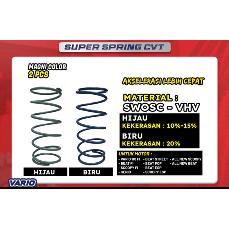 Per CVT BRT Beat Vario Scoopy Genio Ukuran 1000 1500 2000 RPM