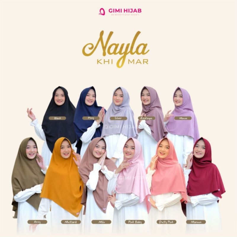 Nayla Khimar Polos by Gimi Hijab Bahan Arabella Crepe