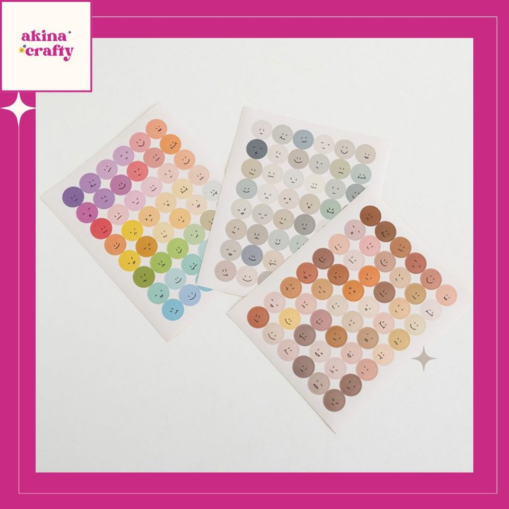 

[AKINACRAFTY] Sticker Smiley Emoji Planner Scrapbook Journal Sticker Bulat Aesthetic