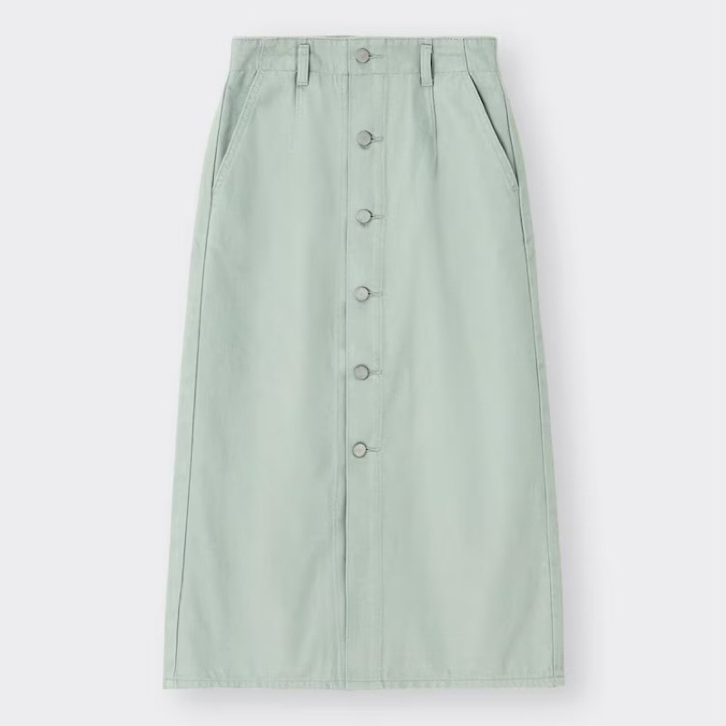 NEW (XL) NEW GU by Uniqlo sage denim skirt/ Front button denim skirt/ High waist denim skirt/ Narrow