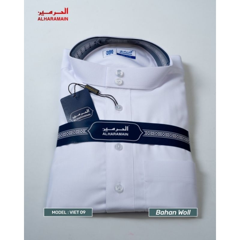 JUBAH GAMIS ALHARAMAIN PREMIUM WOLL PUTIH NON MANSET