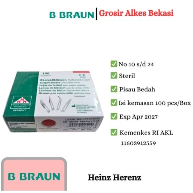 Bisturi Heinz Herenz No 10, 11, 12, 15, 20, 21, 22, 23, 24 Hamburg Pengganti merk BBraun Surgical Bl