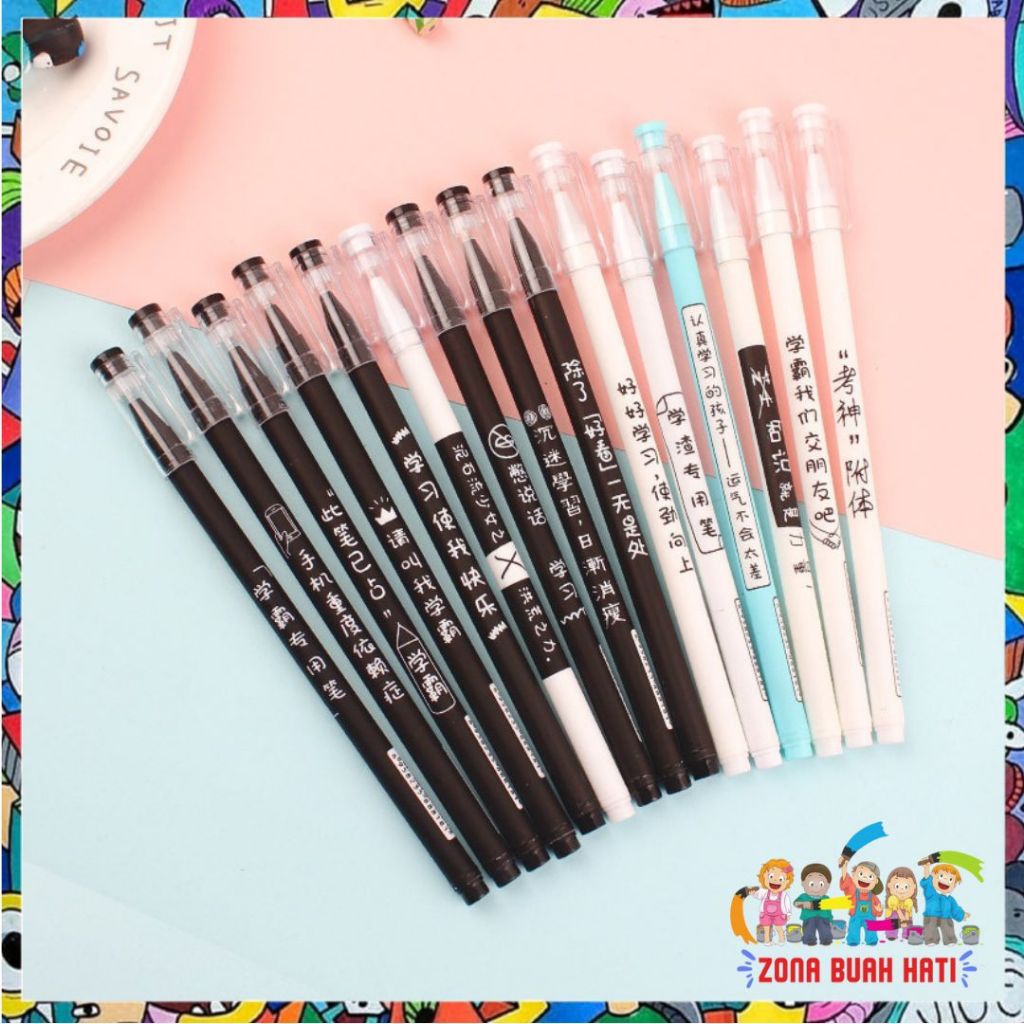 

ZBH Pulpen Aksen Japanses Alat Tulis Kerja Pen Tinta Gel Mekanik Ujung Lancip Pena Gel 0.5mm Bolpoin Warna Hitam