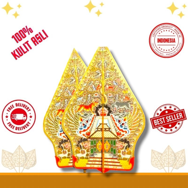 Wayang Alusan Kulit Kerbau Asli Gunungan 80cm Kualitas Premium Gapit Sungu Standar Dalang