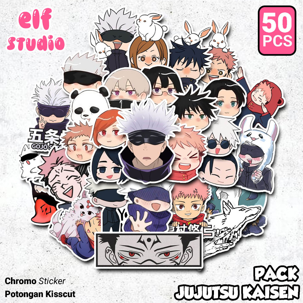 

50 PCS Stiker Jujutsu Kaisen Sticker Anime Gojo Satoru Yuji Itadori Tempelan Laptop HP