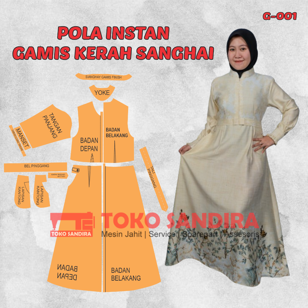 pola gamis/pola instan gamis/pola gamis wanita/pola instan gamis wanita dewasa/pola instan murah/pol