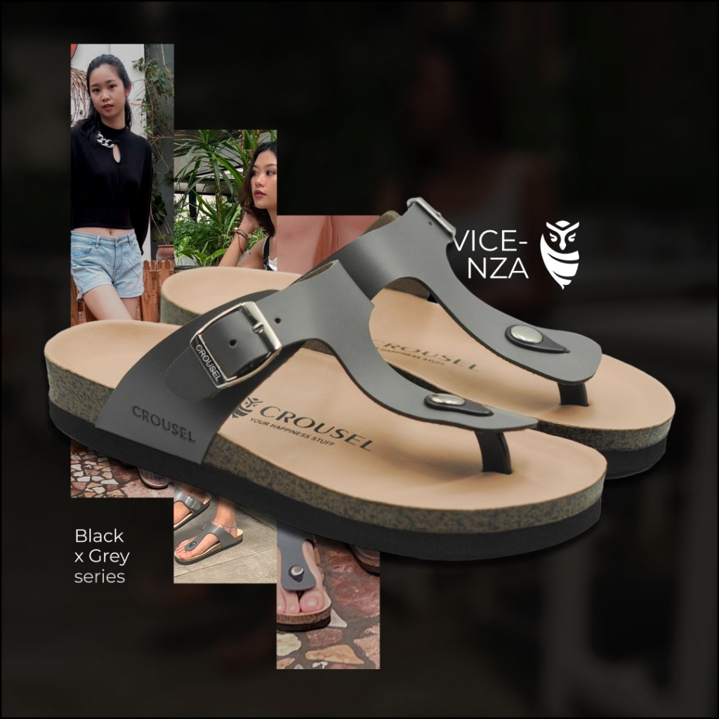 Crousel Sandal slide  Unisex - Vicenza Black X Grey