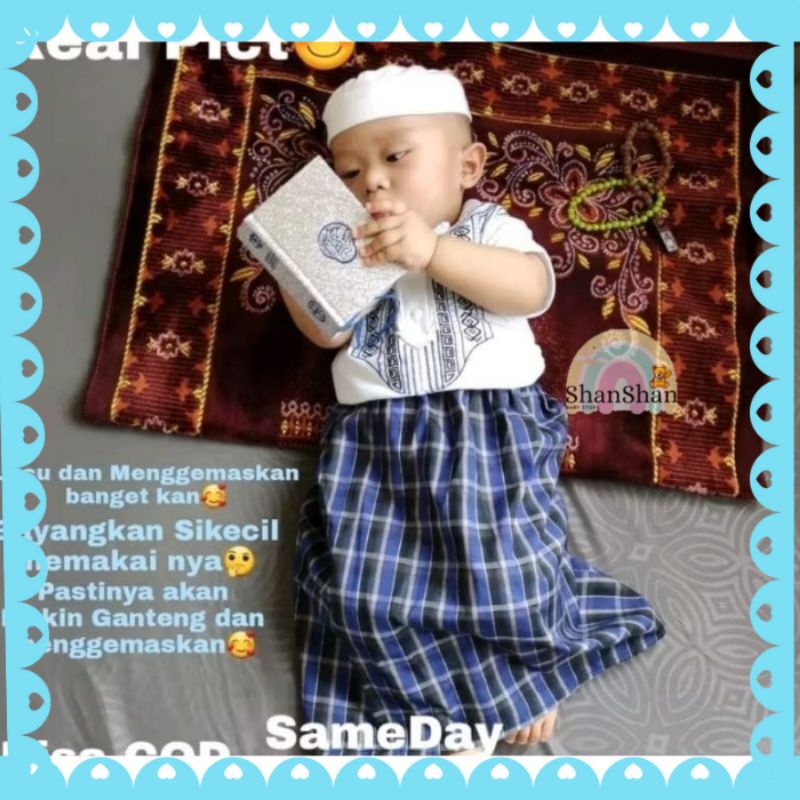 Pakaian Muslim Baju Koko Bayi Ozuka / Romper Koko Bayi / Baju Koko Bayi Laki Laki Sarung Dan Peci Us