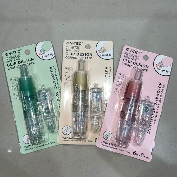 

Correction Tape 6m x 6mm + Refill CT 956 CHL V-TEC / Tip X Kertas / Stipo Kertas