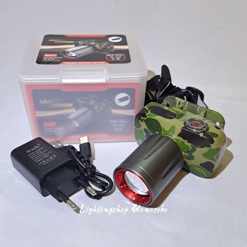SENTER KEPALA AOKI ZOOM AK-3671A 60W PRO+ 20JAM CAHAYA PUTIH LIMITED EDITION