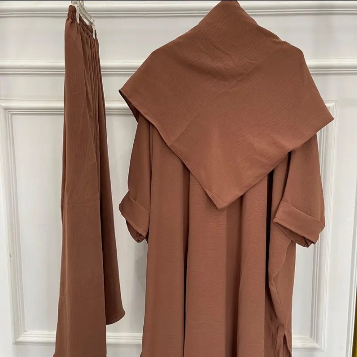 (FREE HIJAB+BROSS) NABILA SET ROK TUNIK SYAR'I ONE SET TUNIK BAHAN CRINKLE AIRFLOW