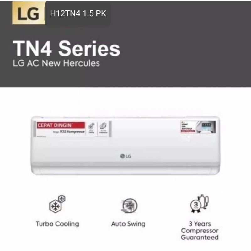 AC LG H12TN4 1 1/2 PK FREON R32 + FREE PASANG