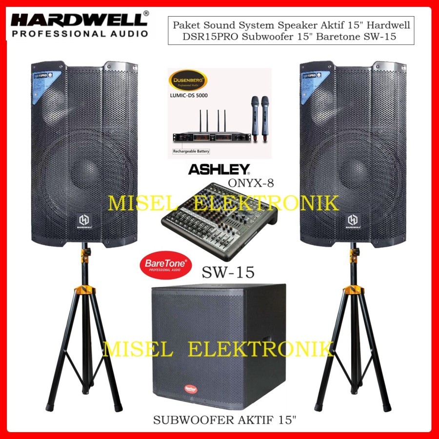 Paket Bundling Speaker Aktif 15 Inch Hardwell DSR15PRO With Sub 15 Inch