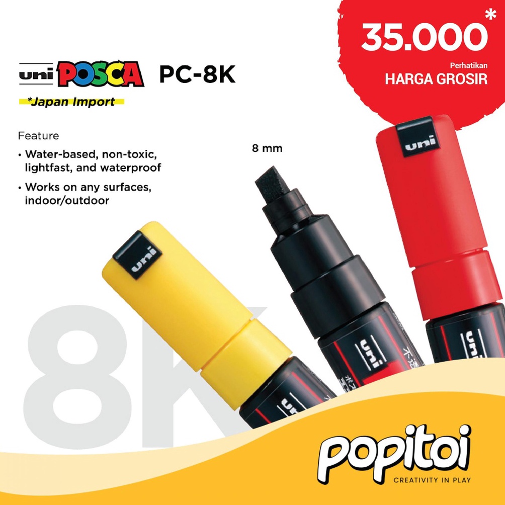 

KODE K6O UNI POSCA PC8K Paint Marker Broad Tip Spidol warna warni PC 8K PC8K