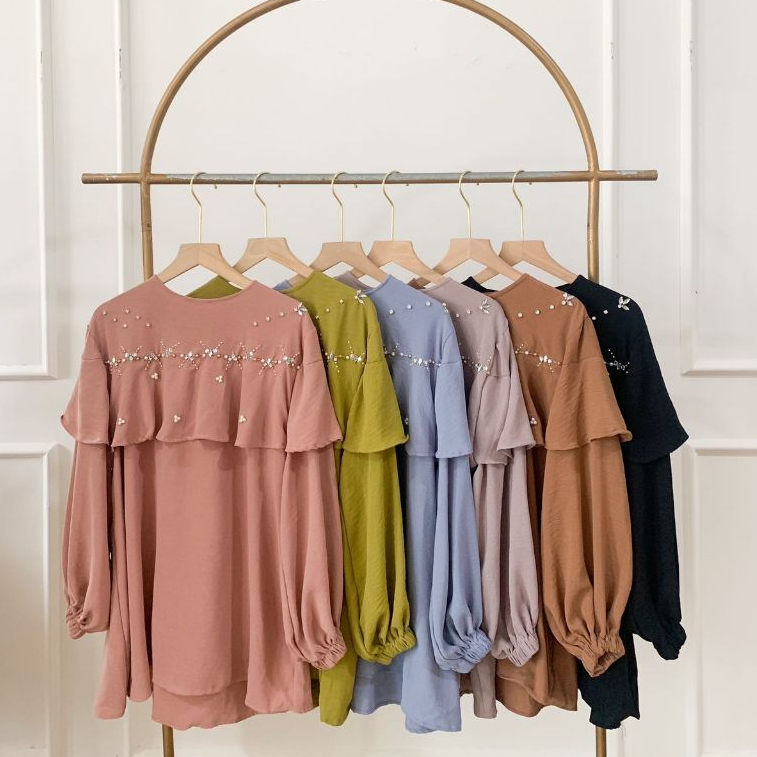 GROSIR LV406 (6PCS) - Blouse Crinkle Airflow Premium Baju Atasan Wanita Terbaru Kekinian - Blouse Pa