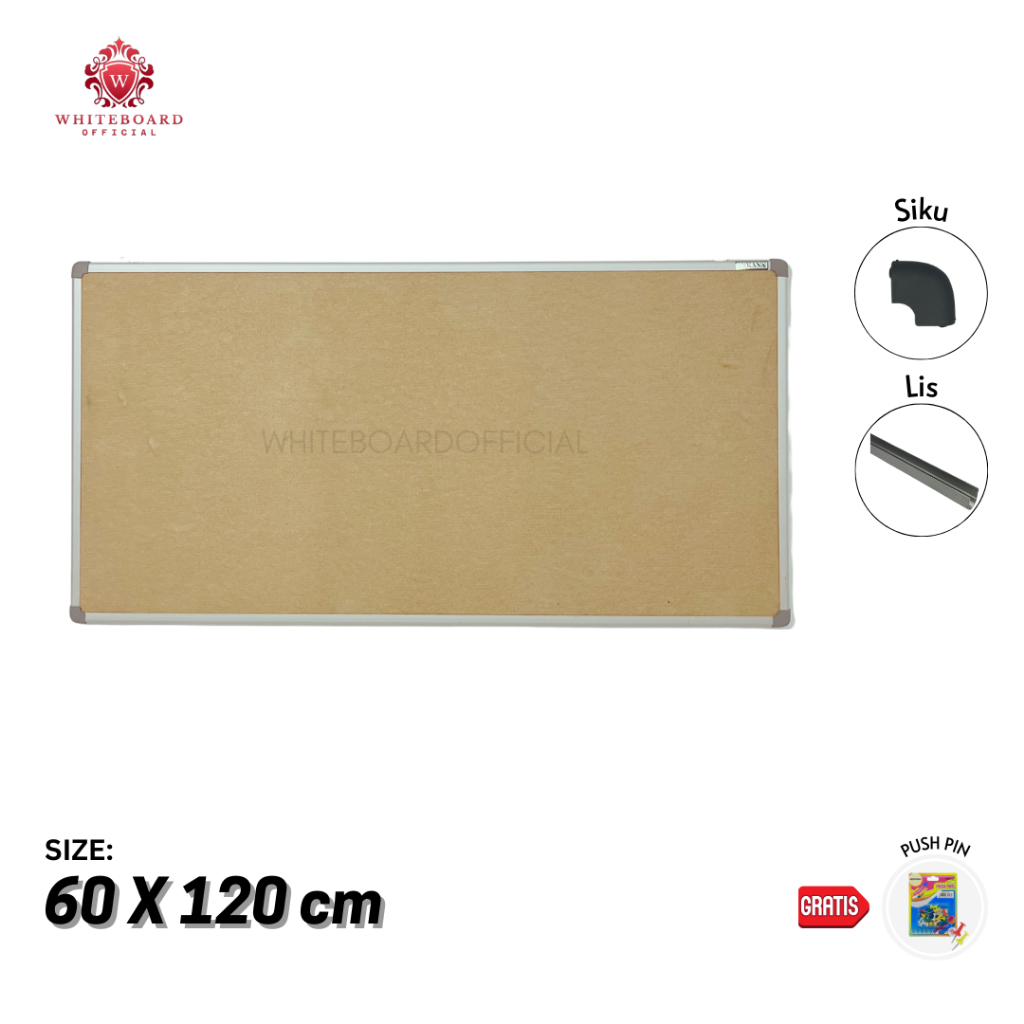 

Softboard / Corkboard / Pin Board / Papan Pengumuman / Papan Mading 60 x 120cm / Sakana