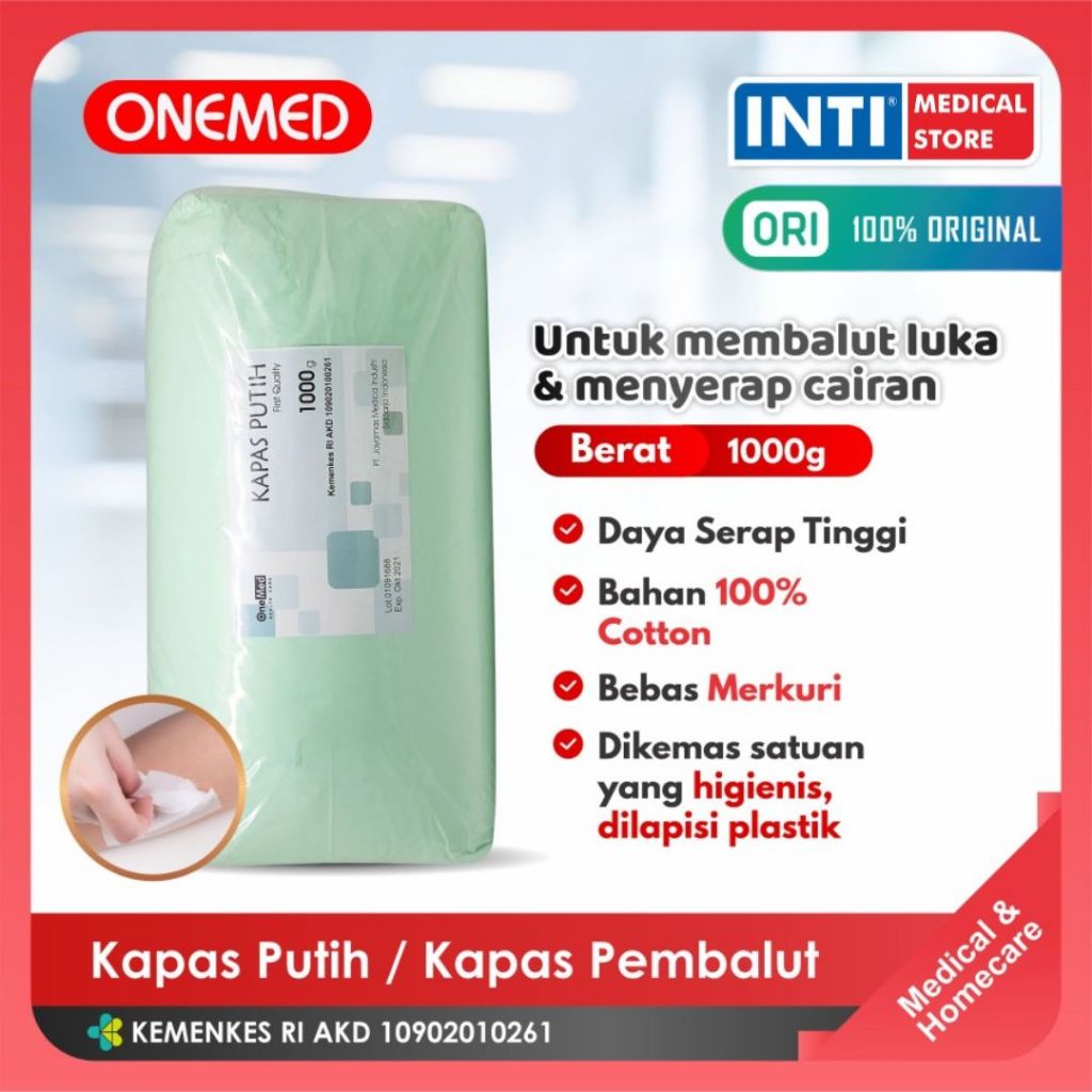 Onemed | Kapas Putih | Kapas Pembalut 1kg Onemed | Kapas Onemed 1000 g