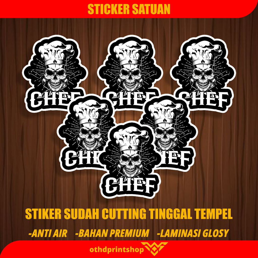 

STIKER CHEF MOTOR STICKER MOBIL HELM HP STICKER LAPTOP STIKER KULKAS ANTI AIR