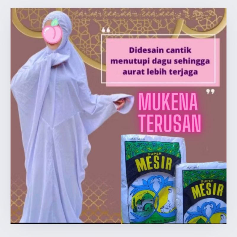 MUKENA TERUSAN PUTIH BORDIR BAHAN KATUN ADEM UNTUK DEWASA