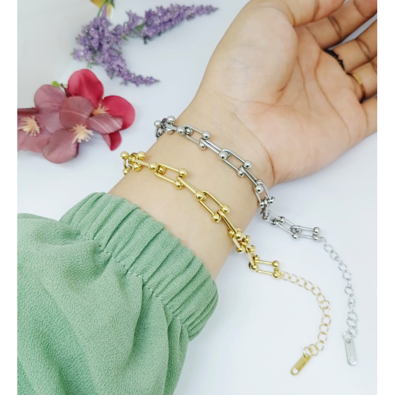 gelang rantai titanium motif unik viral