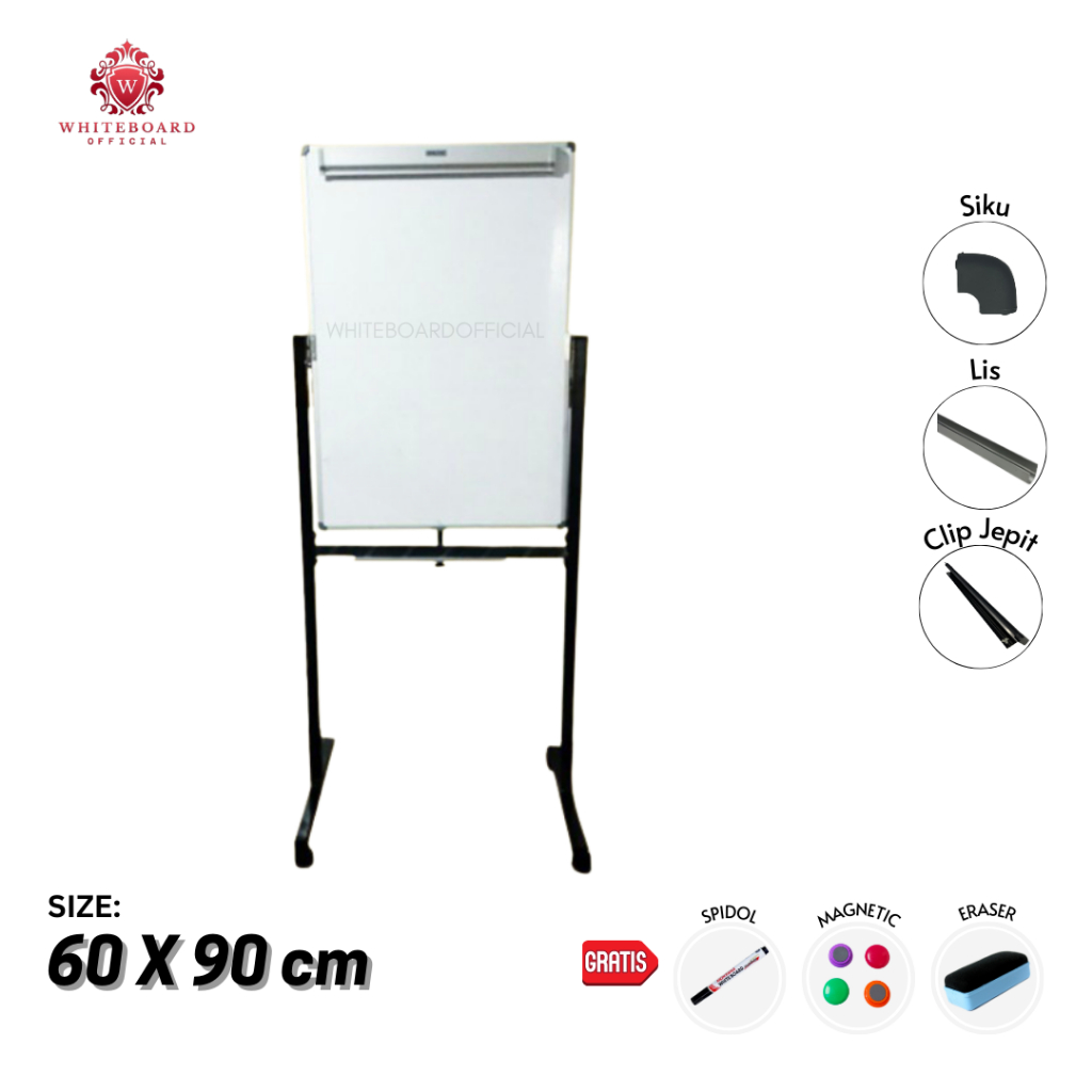 

Clipboard Standing / Whiteboard / Papan Tulis / 60 x 90cm / Sakana