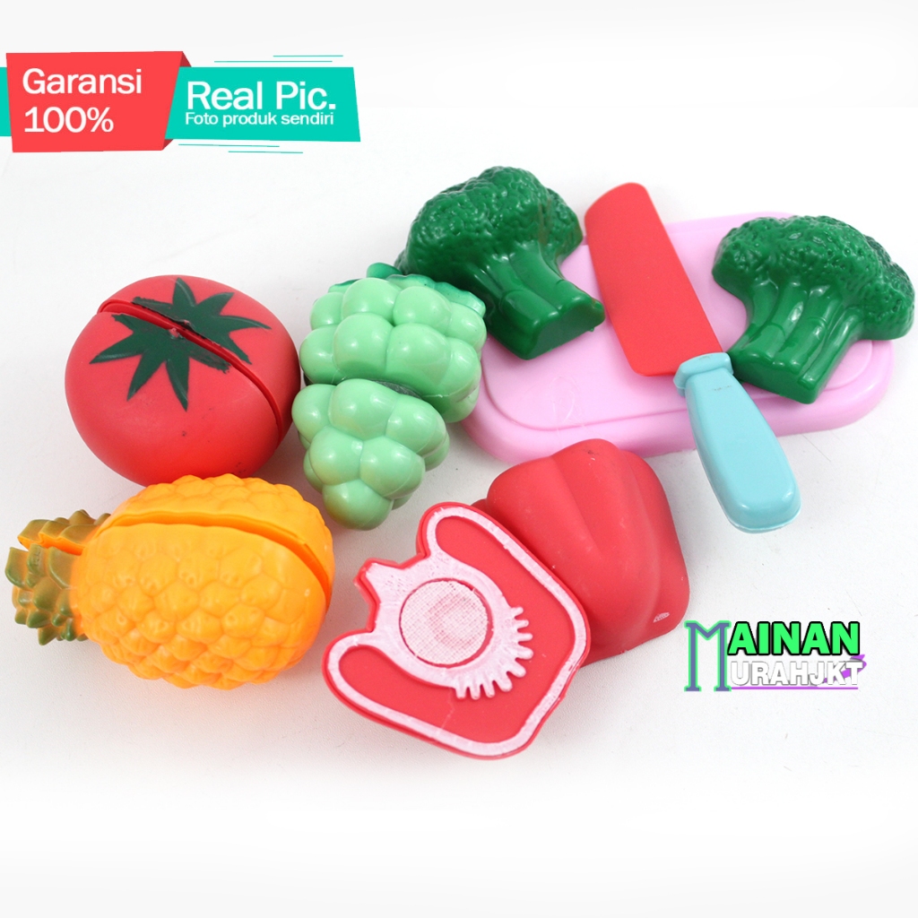 MAINAN ANAK MURAH CUTTING CHEF FRUIT & VEGETABLE OCT1902 MAINAN POTONG SET SAYUR MAYUR & BUAH SEGAR