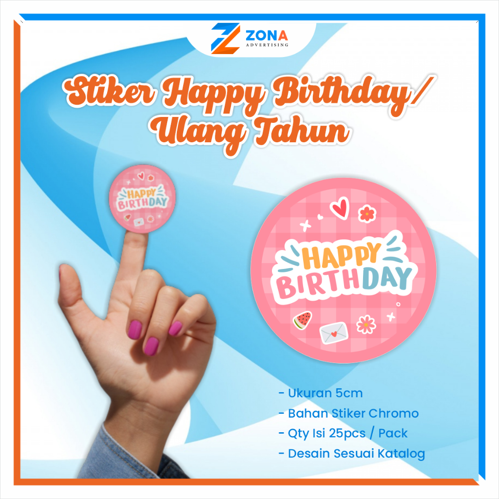 

STIKER ULANG TAHUN / STIKER HAPPY BIRTHDAY / STIKER BULAT