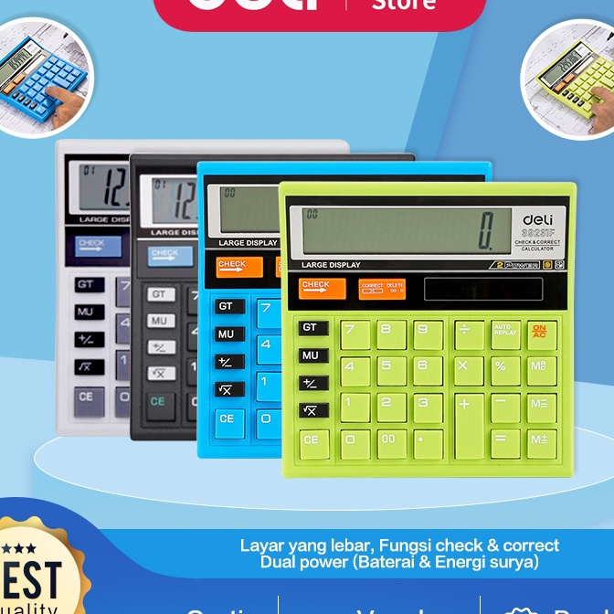 

HJ6 Deli Kalkulator Desktop 12 Digit Desain unik garansi 3 tahun E39231F