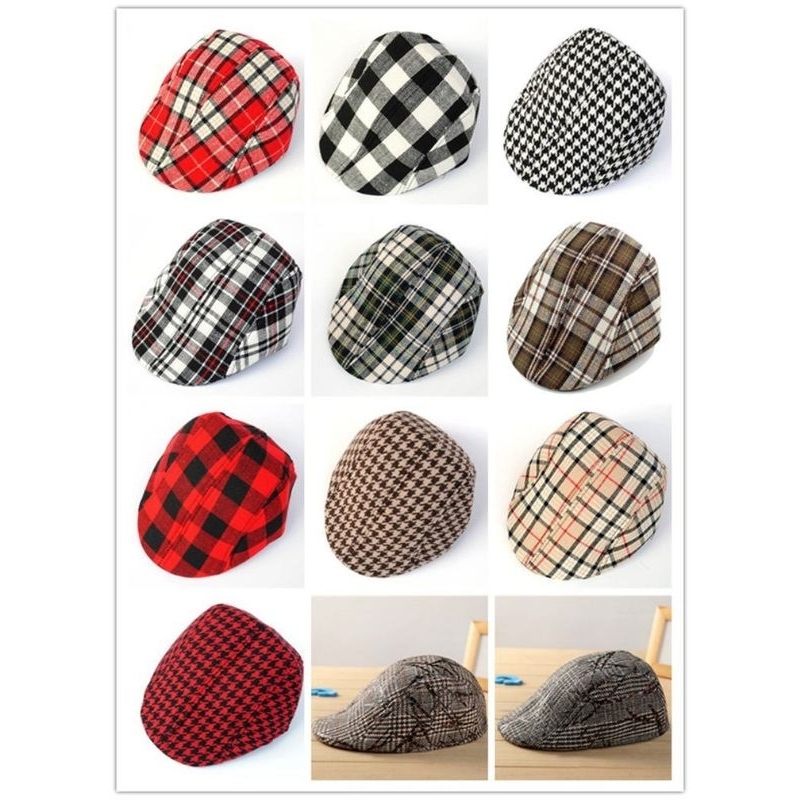 Topi Patino Dewasa Motif Flanel Kotak/Topi Flatcap/Topi Sutradara