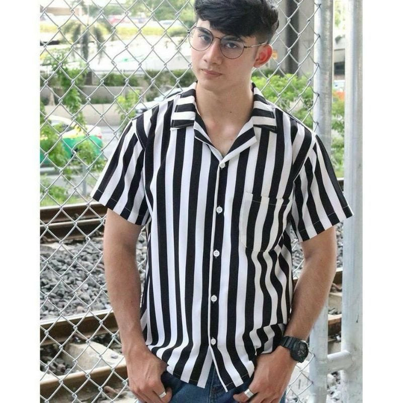 KEMEJA SALUR PRIA KEMEJA SALUR PRIA STRIPE KEMEJA SALUR LENGAN PENDEK