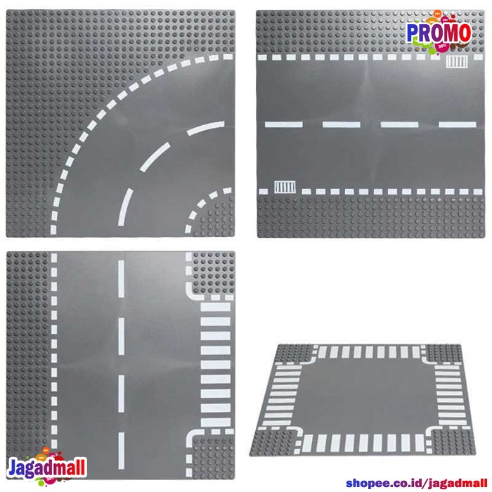 Base Plate Jalan Raya Building Block Bricks Straight T Bend Road DIY Baseplate Board