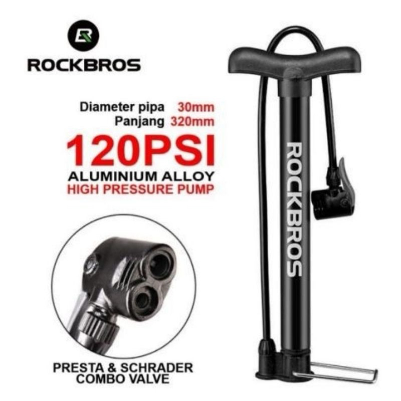 Pompa Sepeda Dan Motor Rockbros Mini 120psi Alloy Pentil Schrader