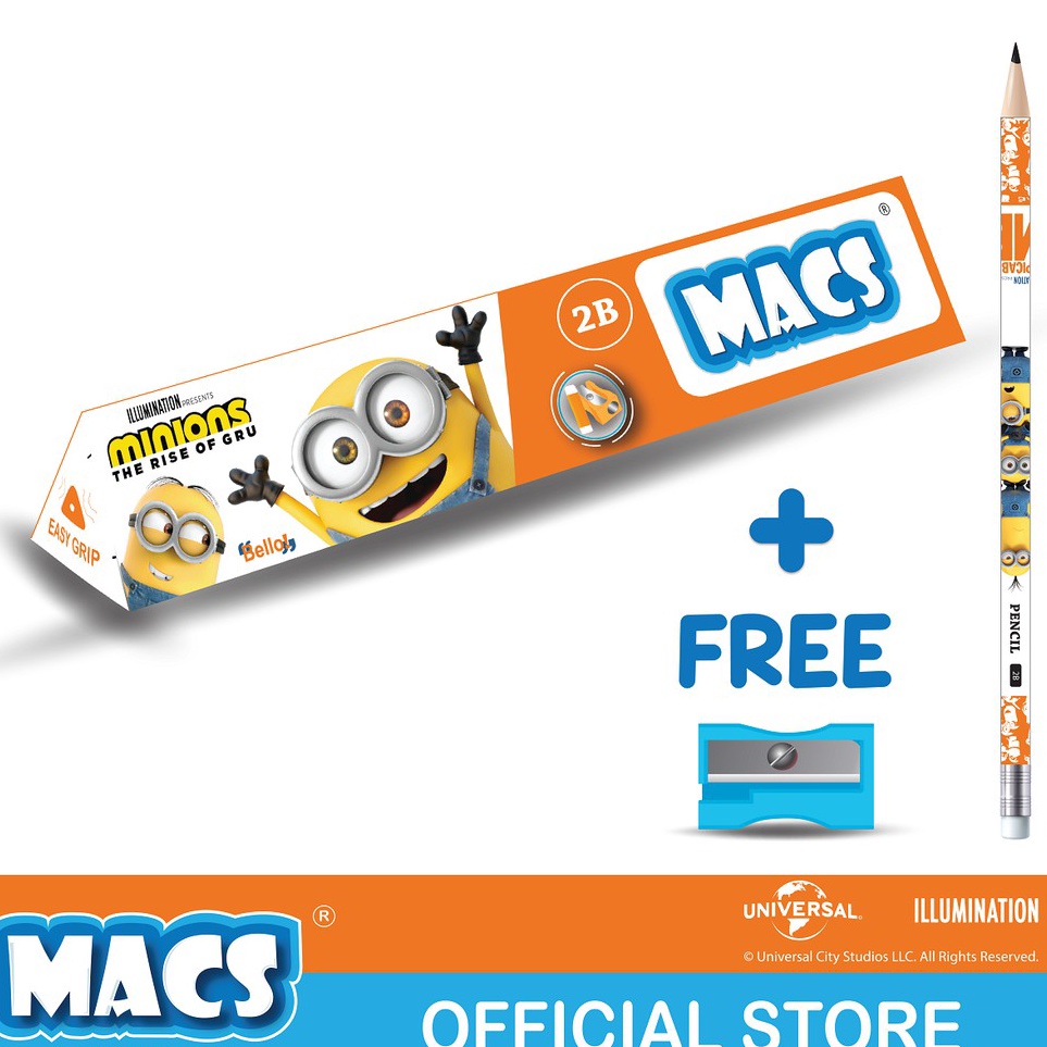

Macs 2B pensil hitam segitiga Minion triangle pencil
