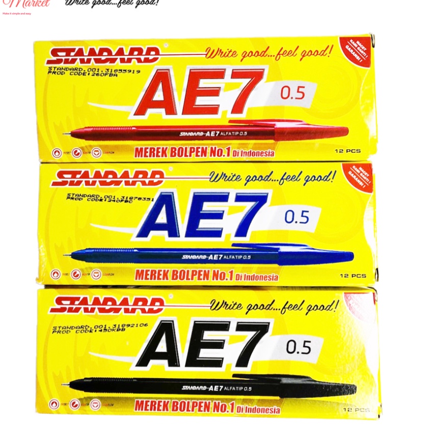 

Hemat Pena Standard AE7 5 mm Pulpen 12 pcs Tinta Warna Hitam Biru dan Merah