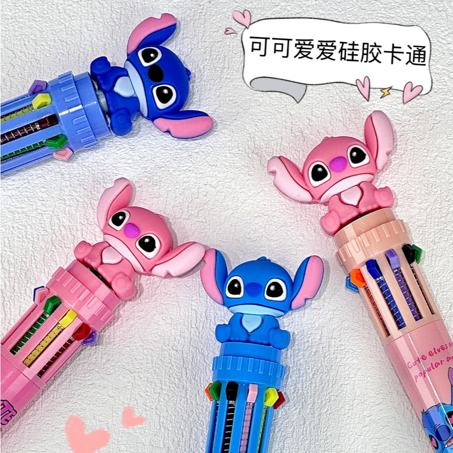 

Pena 10 Warna Model Stitch/ Pena Sanrio Stitch Biru Stitch Pink Cute