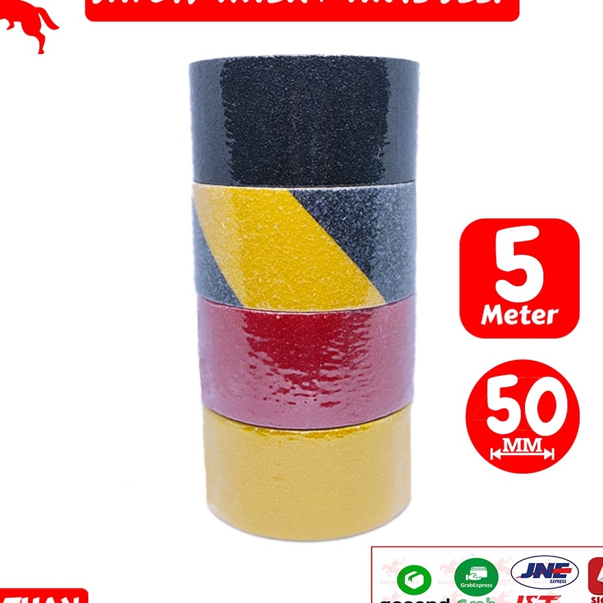 

HJ6 Lakban Lantai Anti Slip Ksatria Tape Isolasi Tape Safety Walk Anti Licin Tape Ukuran 5MM X 5M