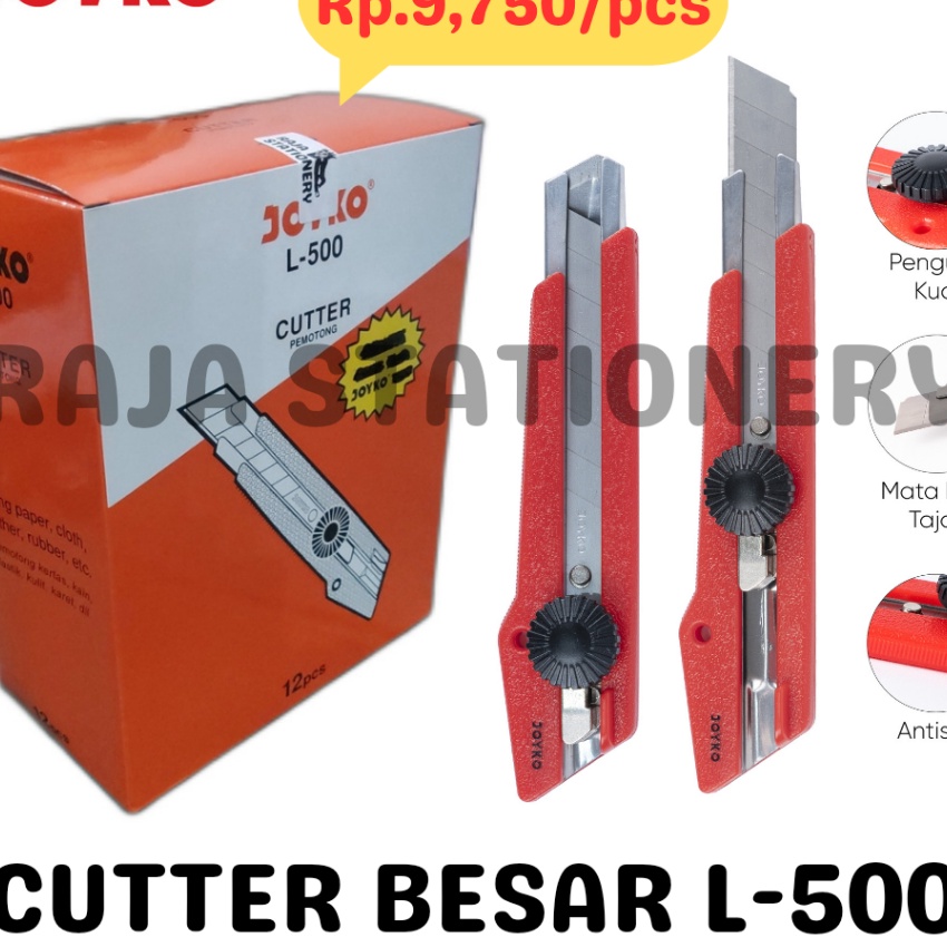 

Hot JOYKO CUTTER BESAR PISAU POTONG PEMOTONG KERTAS SILET L5 12PCS