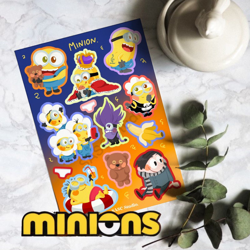 

MINION illuminations | banana stickersheet universal studio A6 waterproof dekorasi casing hp, journaling