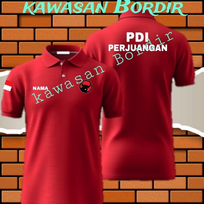 Terbaru polo shirt PDI seragam PDI baju PDI kaos PDI baju seragam partai PDI perjuangan full bordir 