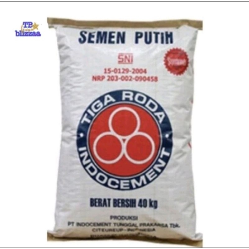 Semen Putih 40kg Sak Semen Putih Tiga Roda 40kg Sak [Minimal Pembelian 1 Sak]