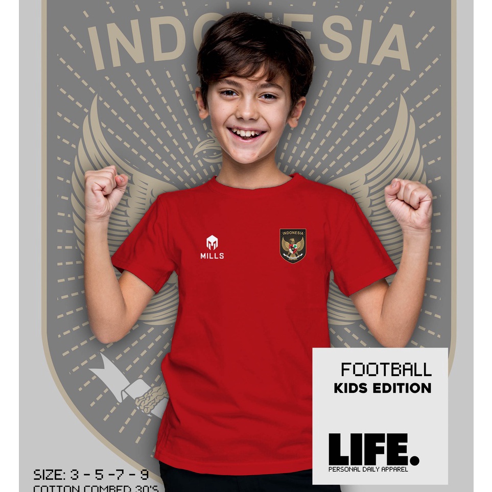 Best Seller Kaos Bola Timnas Indonesia Anak  Kids AFF Mills 2 Tahun  9 Tahun Katun Combed 3s  Print 