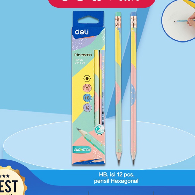 

KF7 Deli Pencil Macaroon Pensil Macaroon HB Dengan Penghapus PVC Tidak Beracun EU548