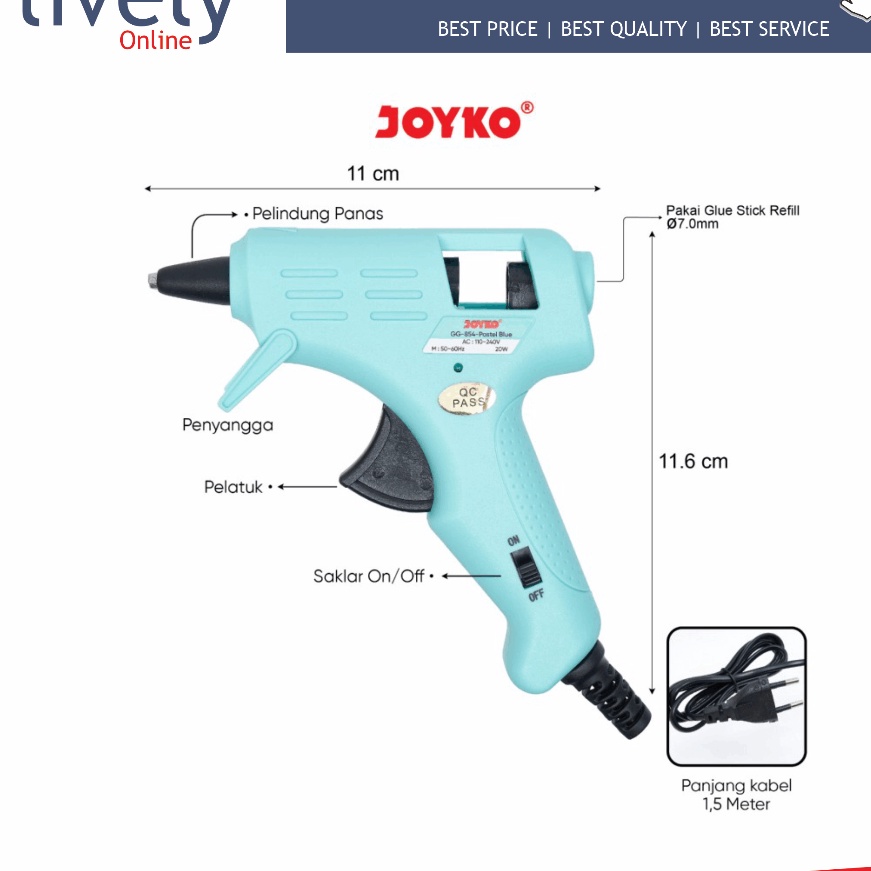 

KF7 Glue Gun Lem Tembak Joyko GG854 2 watt Warna Pastel