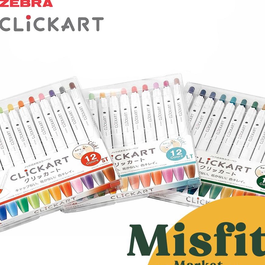 

FG2 Zebra Click Art Marker 6mm Fine Liner 1 Set 12 Warna Warni Spidol Pen cetekan ClickArt