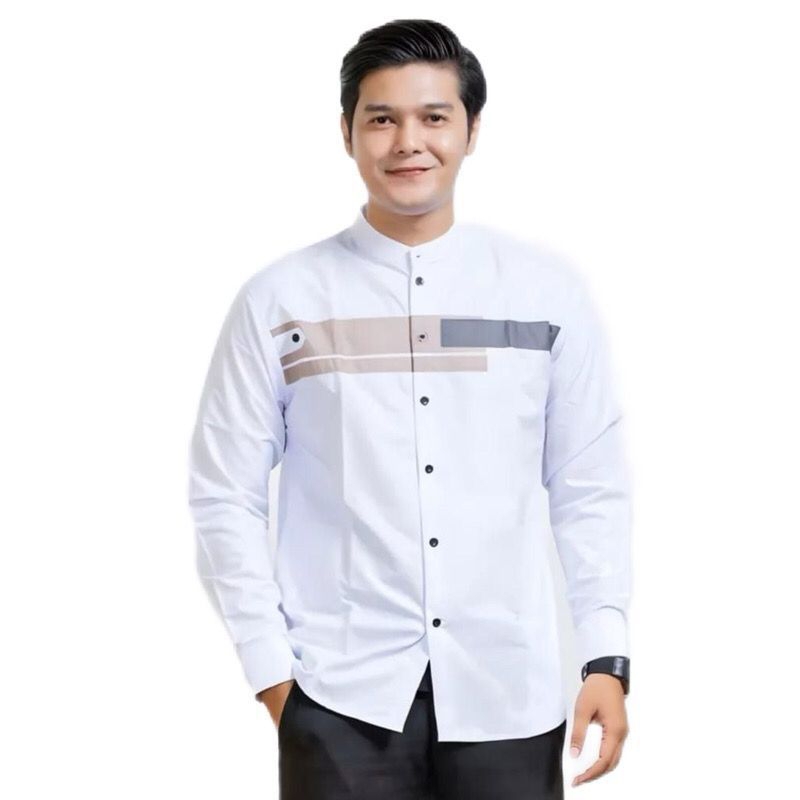 TERMURAH.kemeja Koko YORDAN Koko pria putih kemko putih seragam hadroh terbaru baju Koko pria