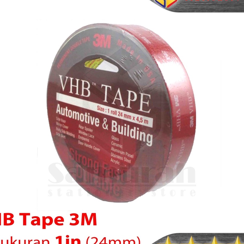 

HJ6 Double Tape 3M VHB Lebar 24 mm Foam VHB Tape 3 M 1 Inch Panjang 45 Meter Automotive Building Dobel Tip Karet 1 24 cm Lem 2 Sisi Kuat