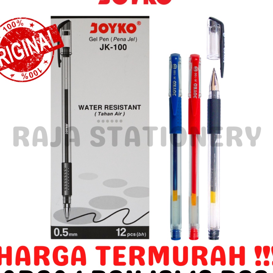 

Langka JOYKO GEL PEN JK1 PEN BLACK BLUE RED PULPEN PENA JOYKO HITAM BIRU MERAH LUSIN 12PCS