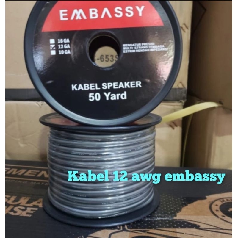 kabel speaker mobil embassy 12 awg 2 jalur harga per 1 meter